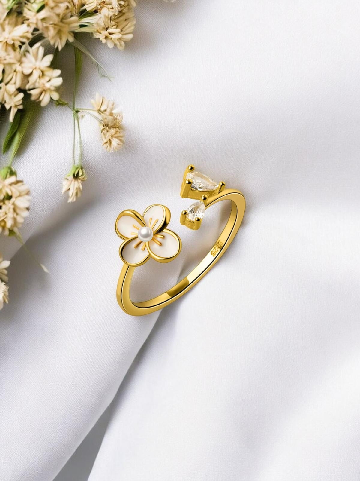 Daisy ring, forgyldt sølv