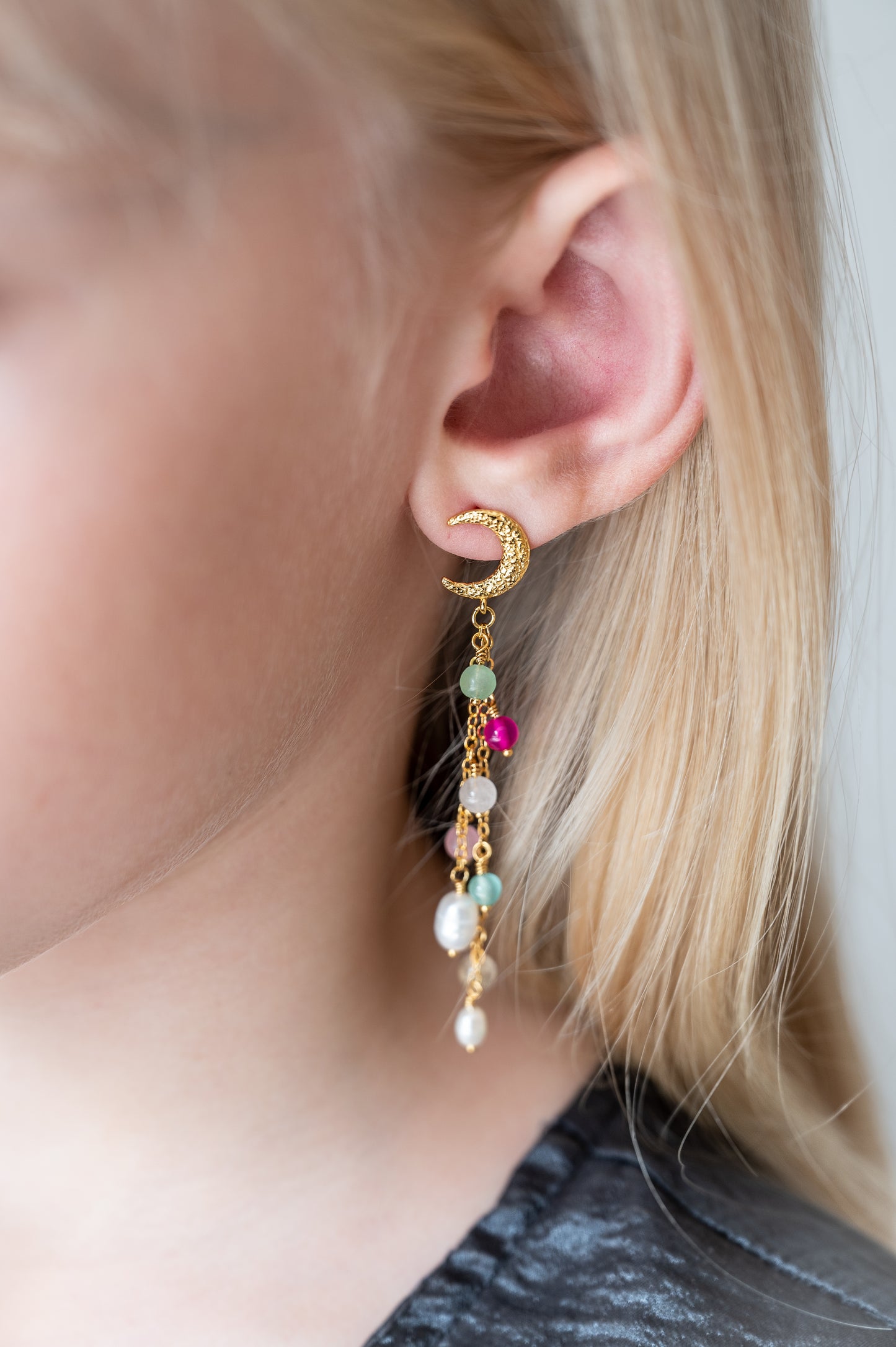 Luna-øreringe, forgyldt