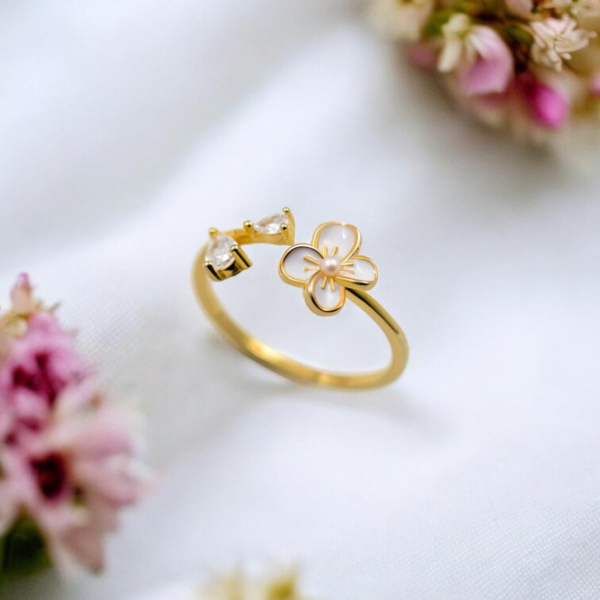 Daisy ring, forgyldt sølv