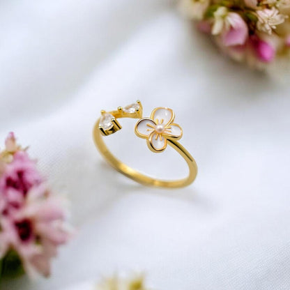Daisy ring, forgyldt sølv