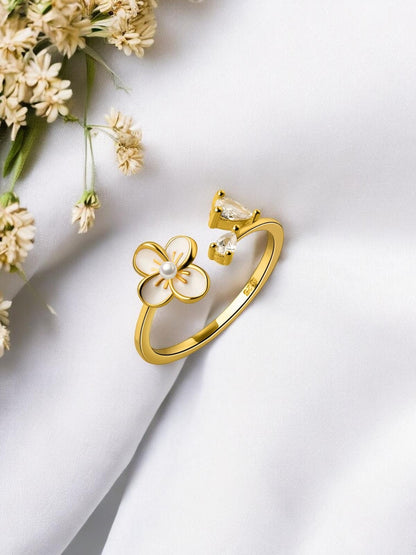 Daisy ring, forgyldt sølv