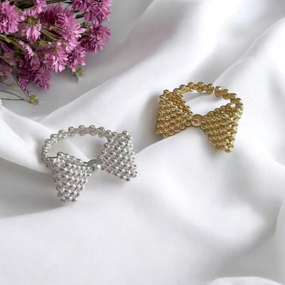 Ava sløfje-ring, forgyldt