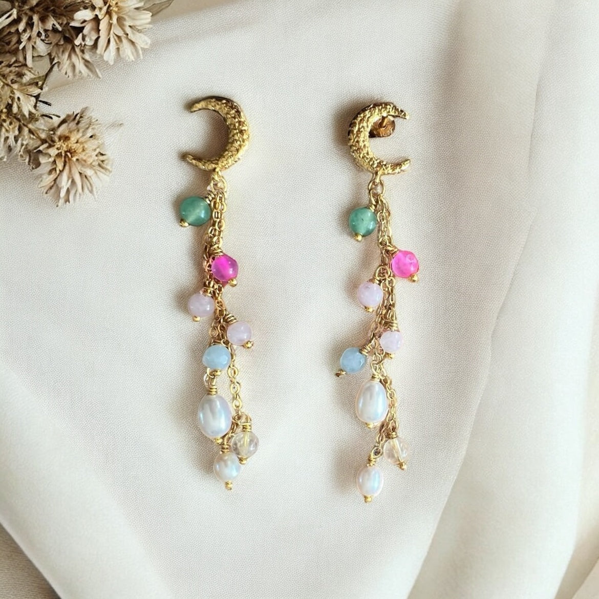 Luna-øreringe, forgyldt