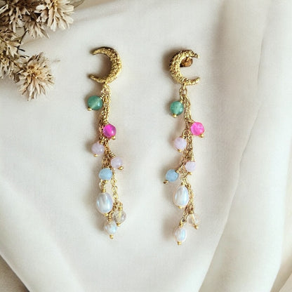 Luna-øreringe, forgyldt